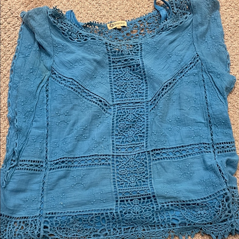 Democracy Teal Lace Blouse